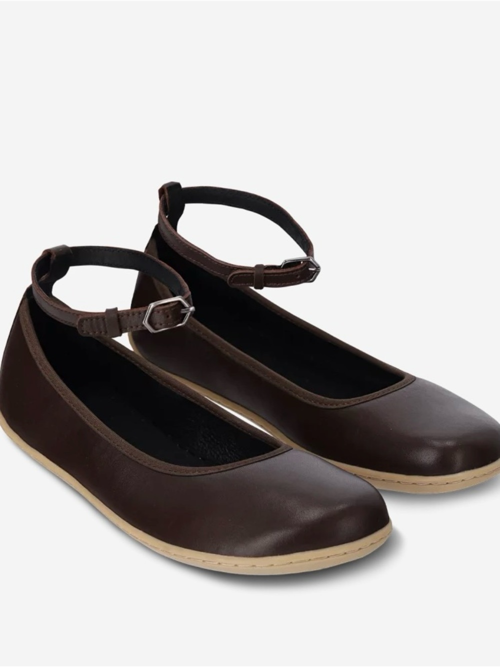 Be Lenka FLORENCE Dark Brown Leather Ballet Flat with Ankle-Strap - Picture 5 of 14